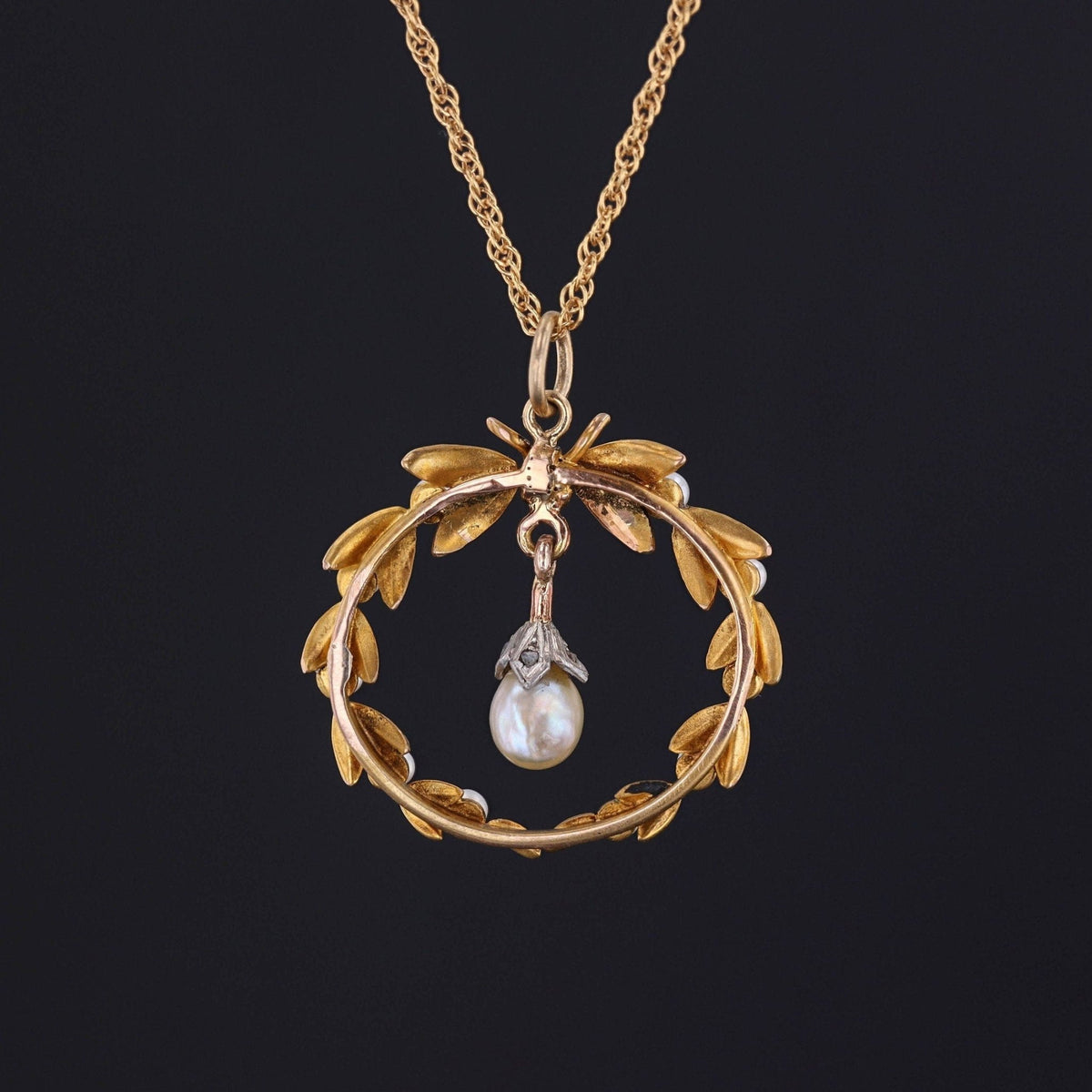Antique Enamel and Pearl Conversion Pendant of 14k Gold - Trademark Antiques