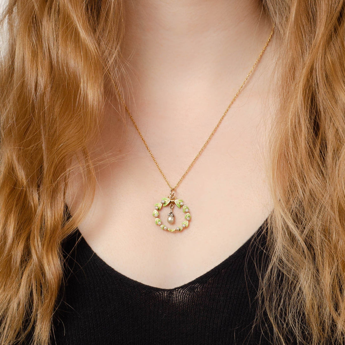 Antique Enamel and Pearl Conversion Pendant of 14k Gold - Trademark Antiques