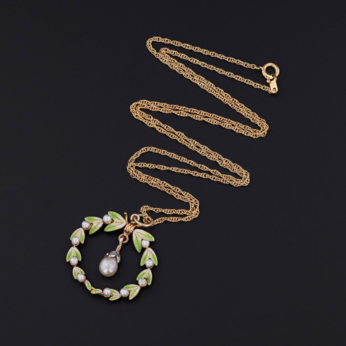 Antique Enamel and Pearl Conversion Pendant of 14k Gold - Trademark Antiques