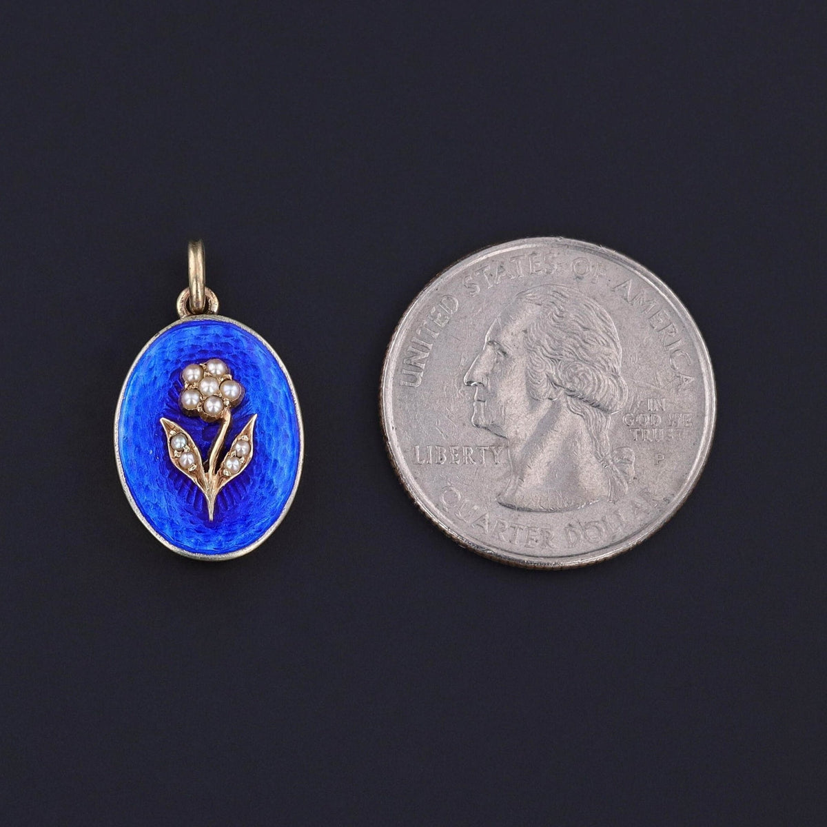 Antique Enamel and Pearl Flower Pendant of 14k Gold - Trademark Antiques