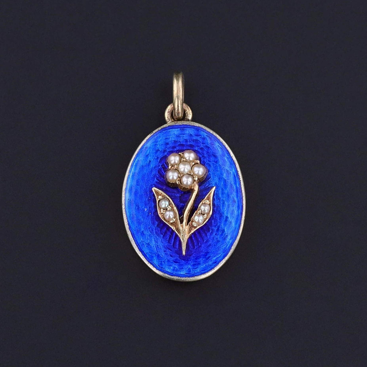 Antique Enamel and Pearl Flower Pendant of 14k Gold - Trademark Antiques