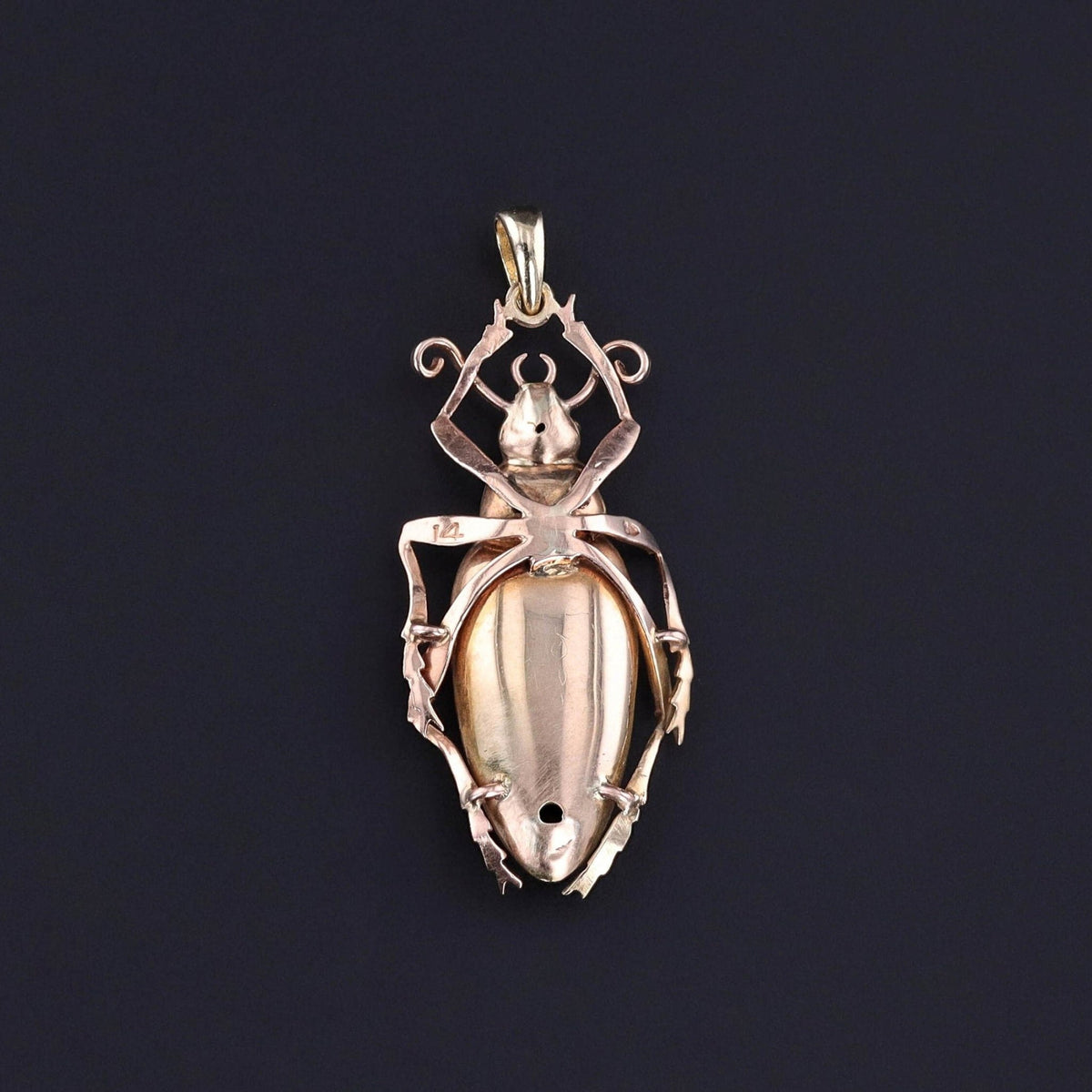Antique Enamel Beetle Pendant of 14k Gold - Trademark Antiques