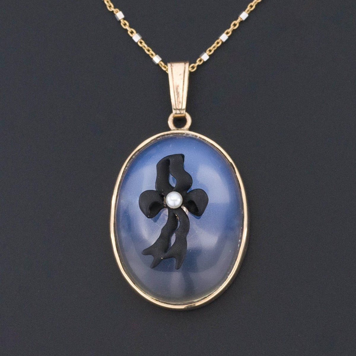 Antique Enamel Bow Conversion Pendant of 9ct Gold - Trademark Antiques