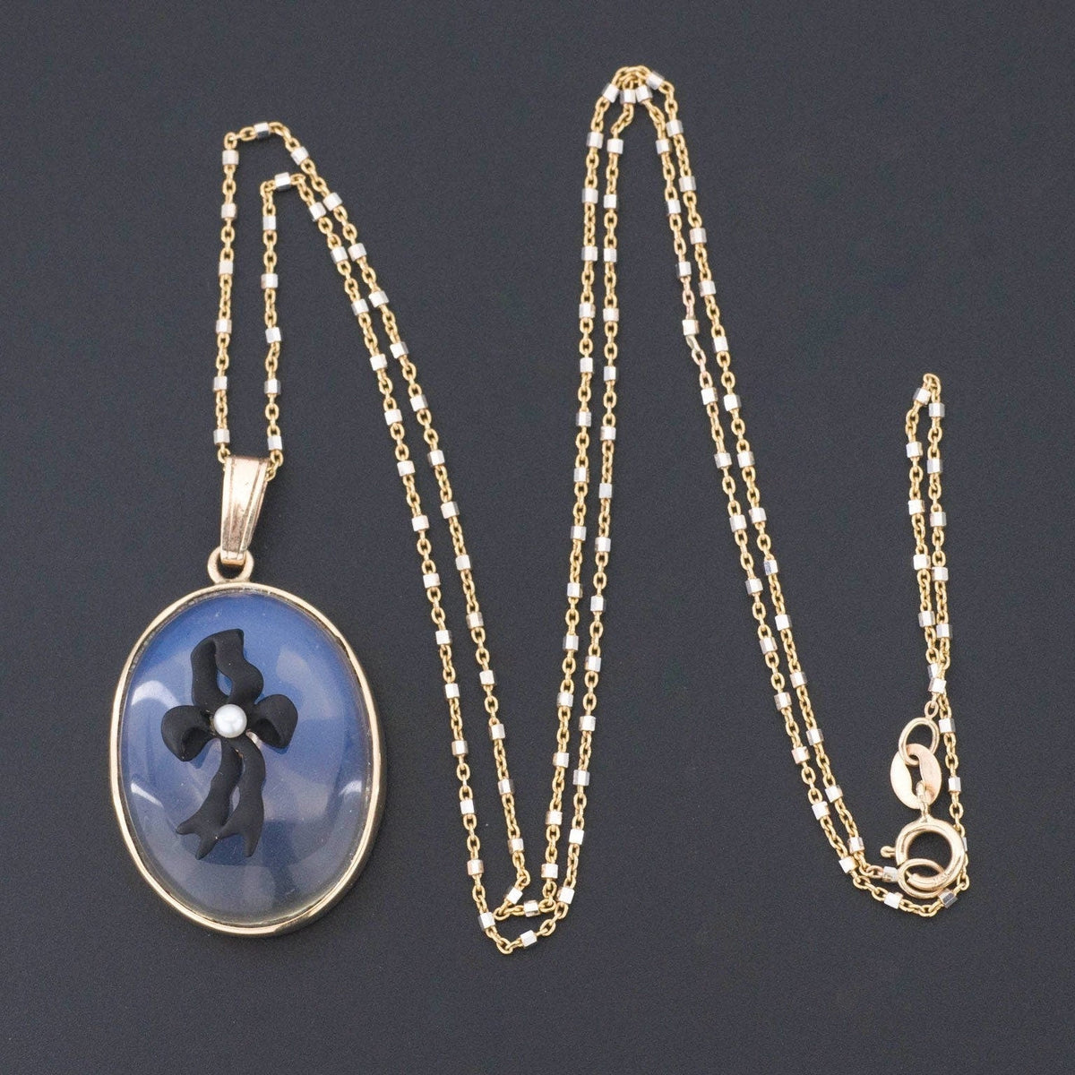 Antique Enamel Bow Conversion Pendant of 9ct Gold - Trademark Antiques