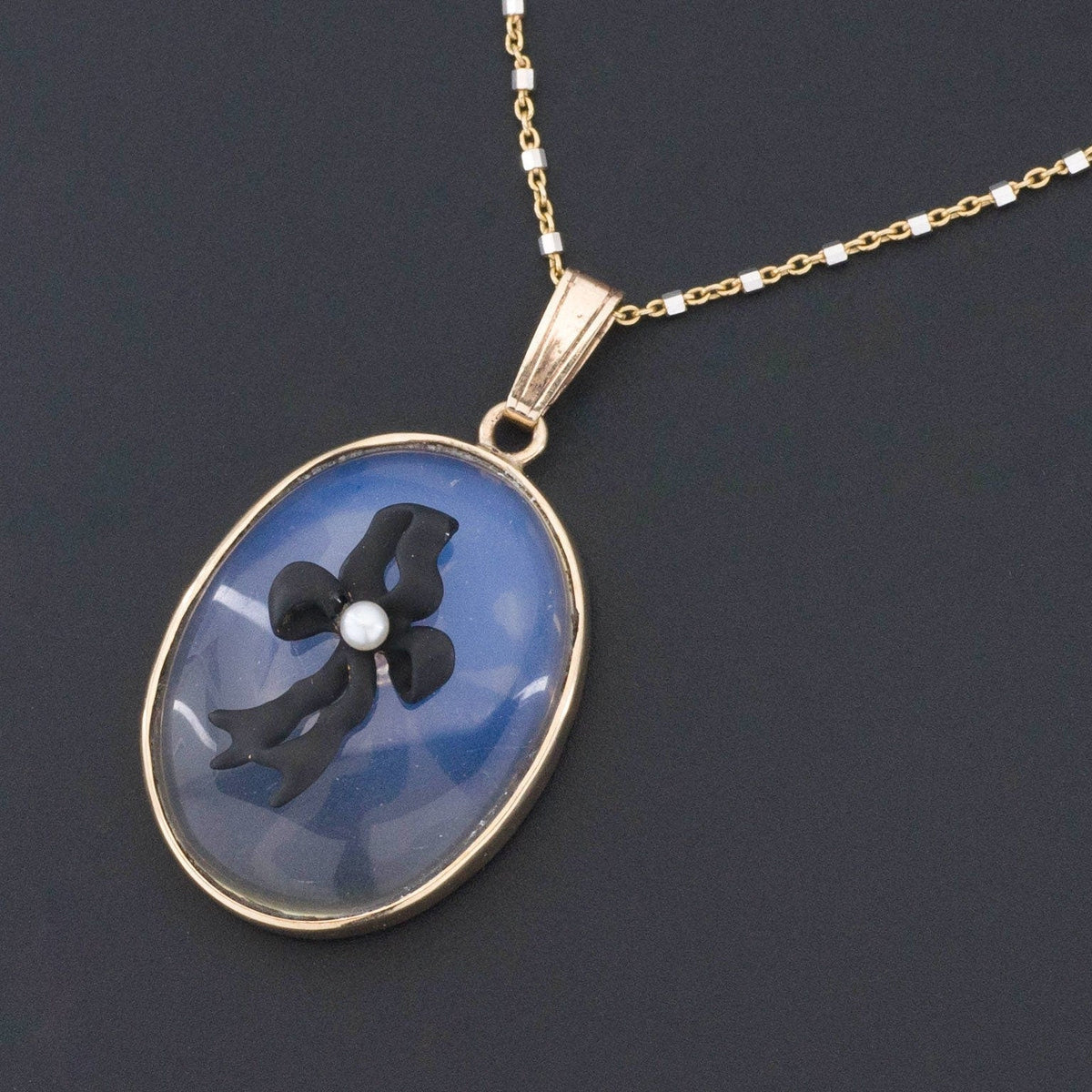 Antique Enamel Bow Conversion Pendant of 9ct Gold - Trademark Antiques