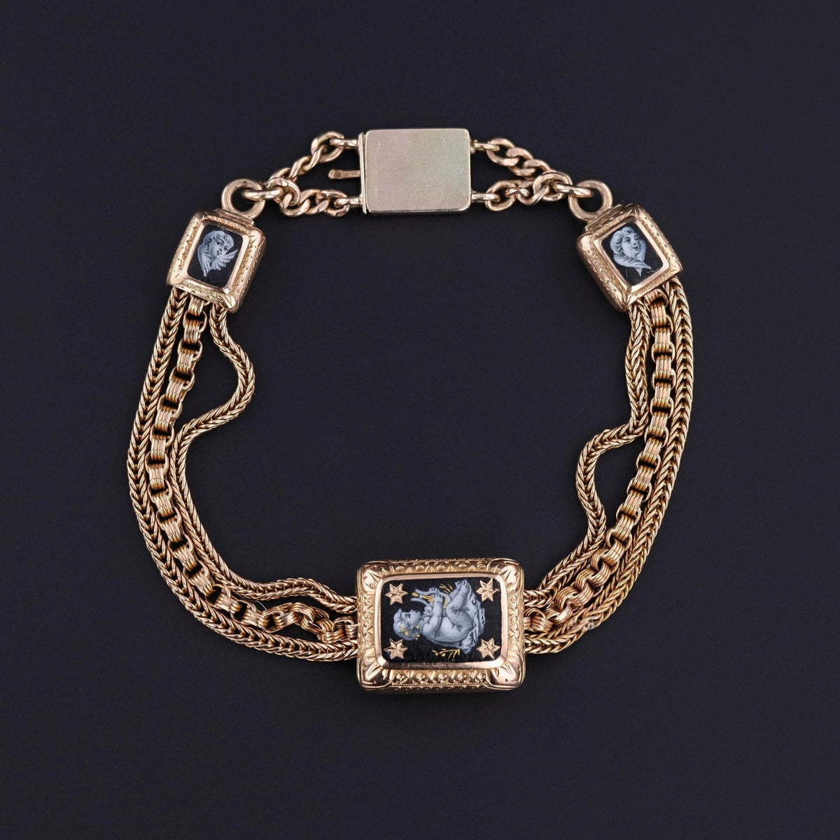 Antique Enamel Cherub Bracelet of 18k Gold - Trademark Antiques