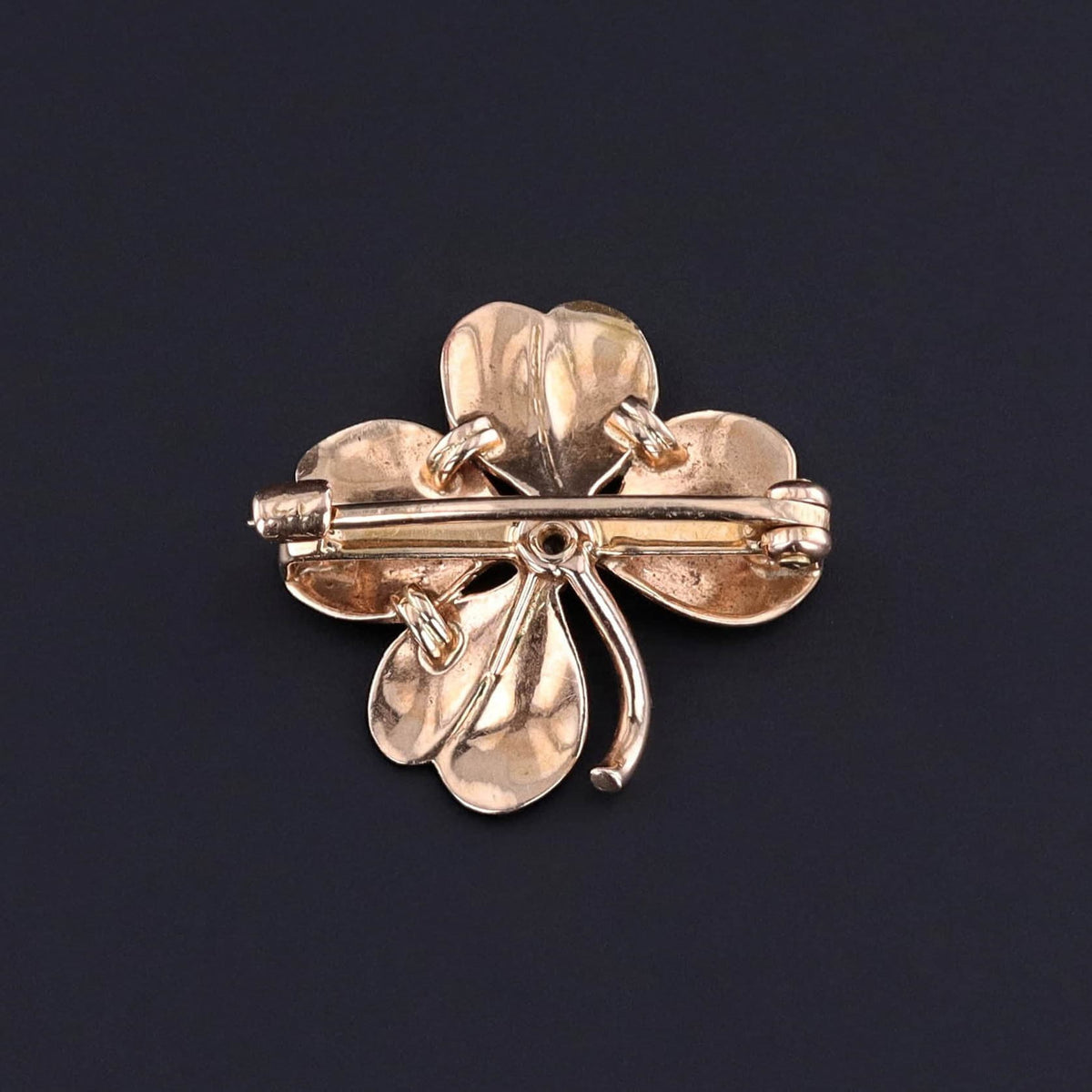 Antique Enamel Clover Brooch of 14k Gold - Trademark Antiques