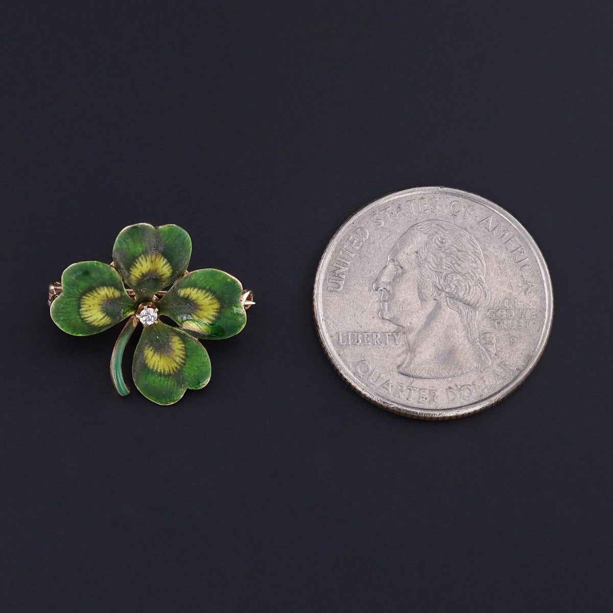 Antique Enamel Clover Brooch of 14k Gold - Trademark Antiques