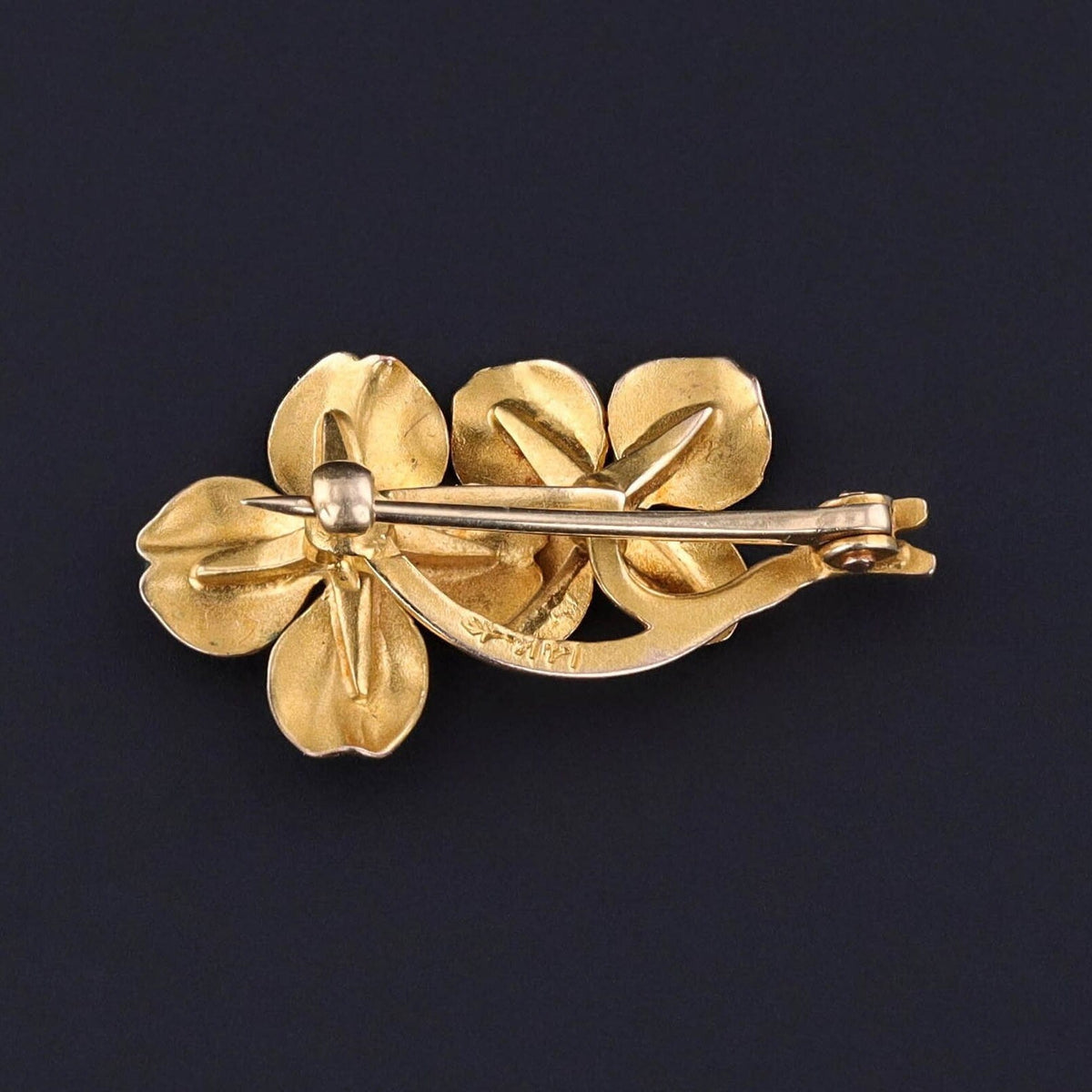 Antique Enamel Clover Brooch of 14k Gold - Trademark Antiques