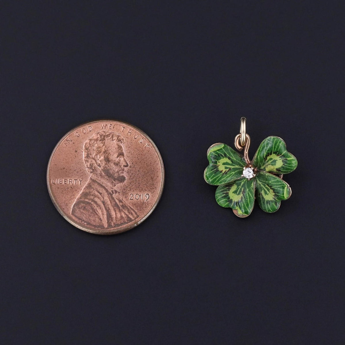 Antique Enamel Clover Charm of 10k Gold - Trademark Antiques
