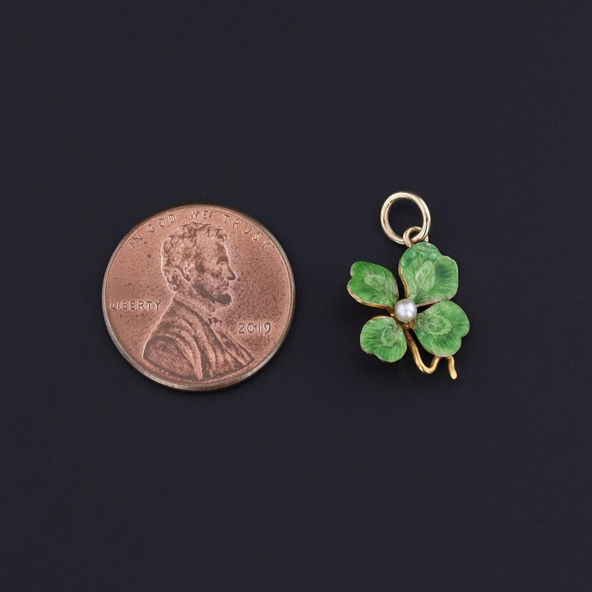 Antique Enamel Clover Charm of 14k Gold - Trademark Antiques