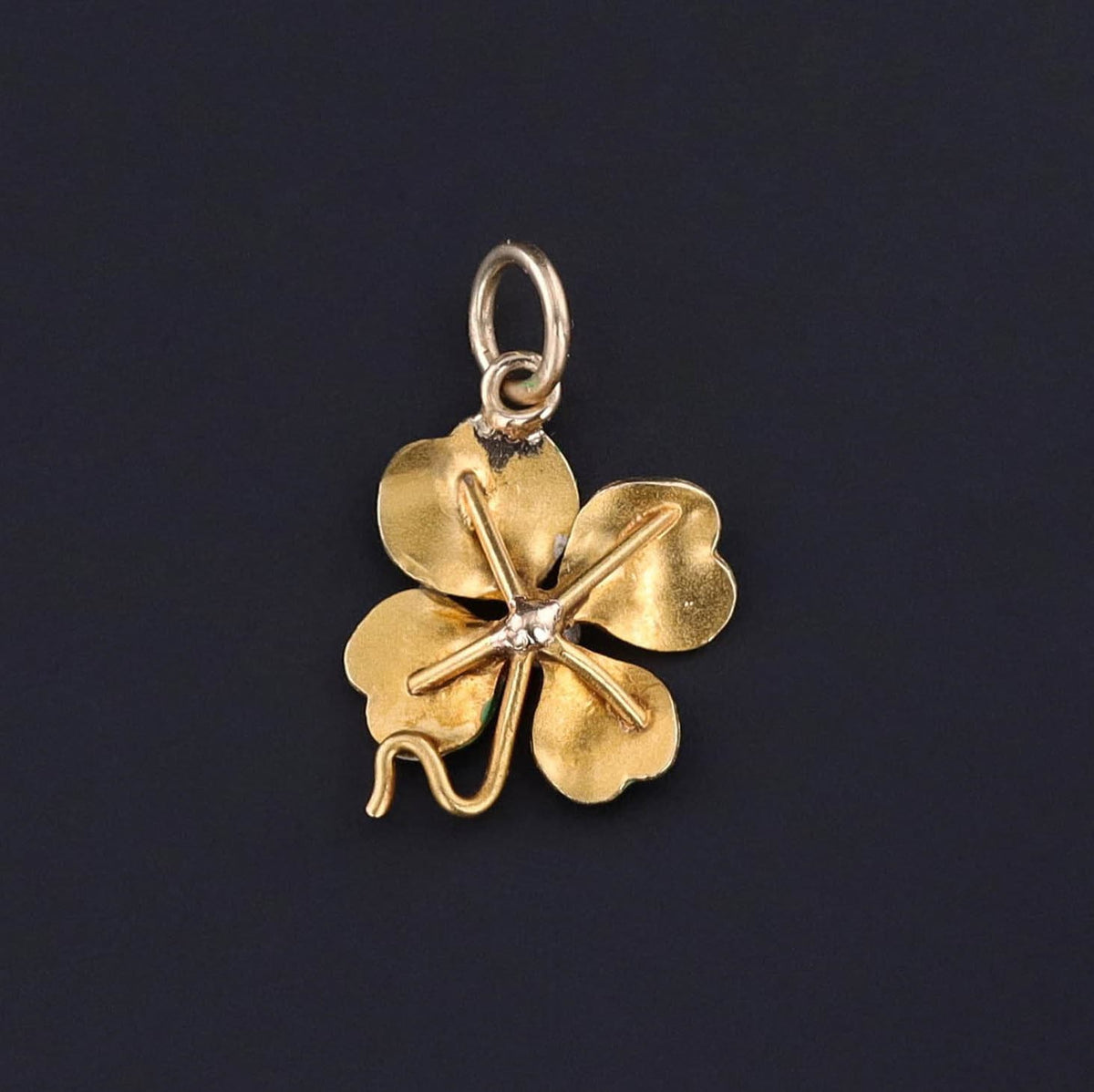 Antique Enamel Clover Charm of 14k Gold - Trademark Antiques