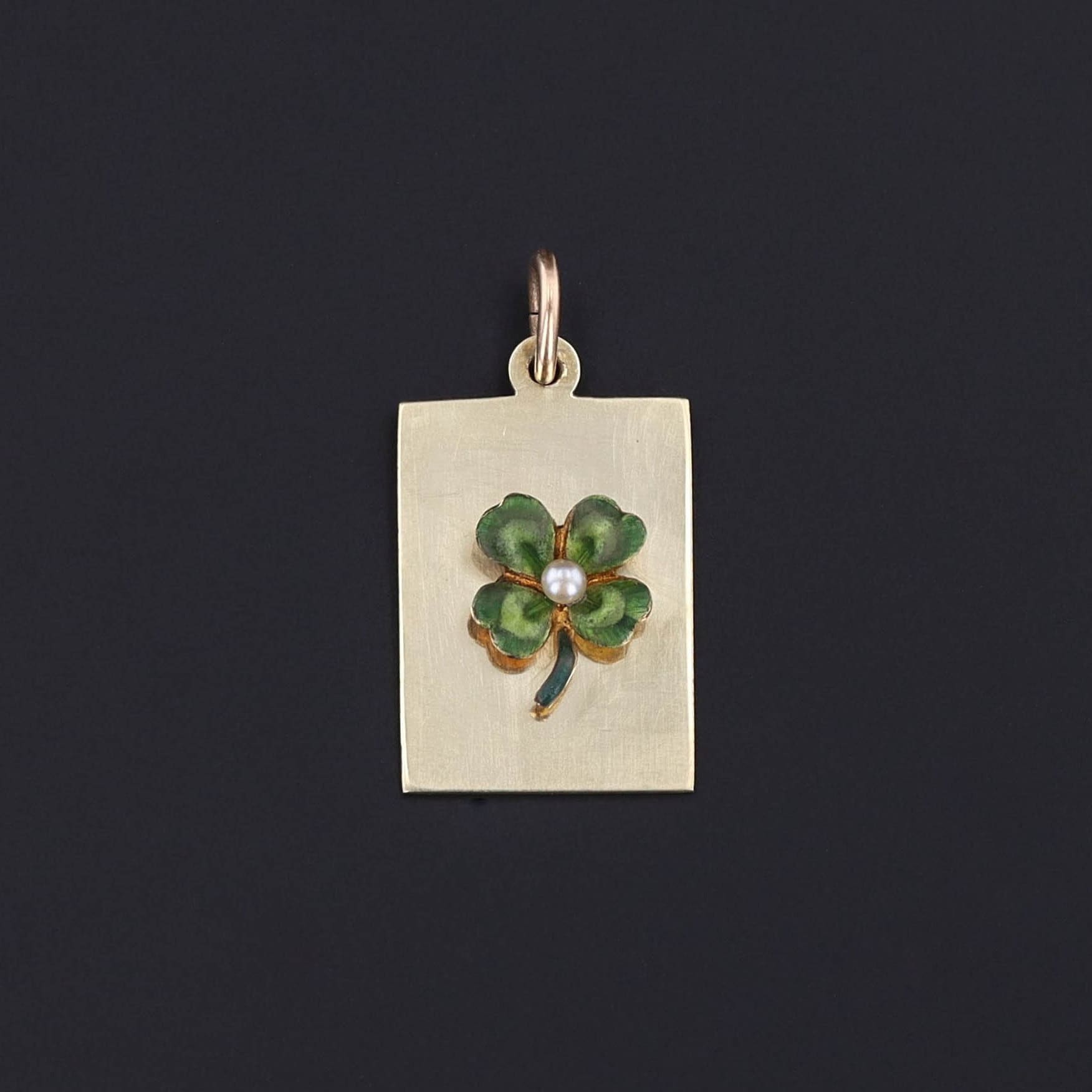 Antique Enamel Clover Conversion Pendant of 14k Gold - Trademark Antiques