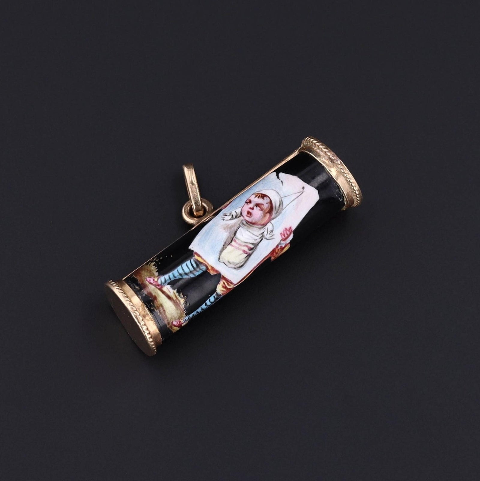 Antique Enamel Comedian Charm of 14k Gold - Trademark Antiques
