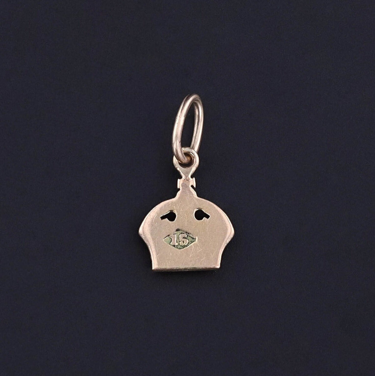 Antique Enamel Crown Charm of 15ct Gold - Trademark Antiques