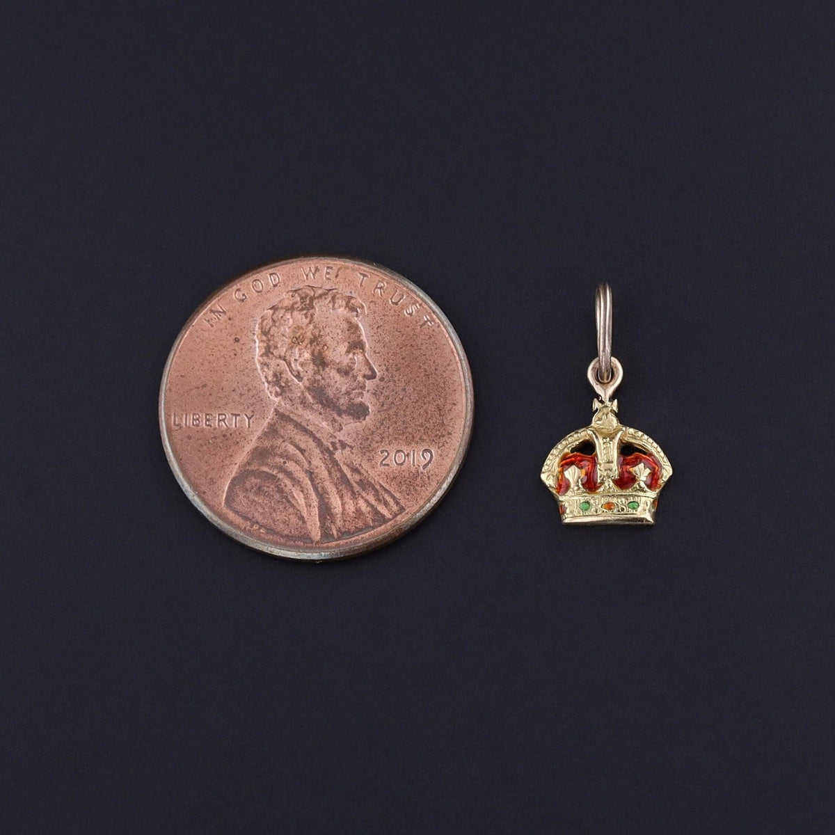 Antique Enamel Crown Charm of 15ct Gold - Trademark Antiques