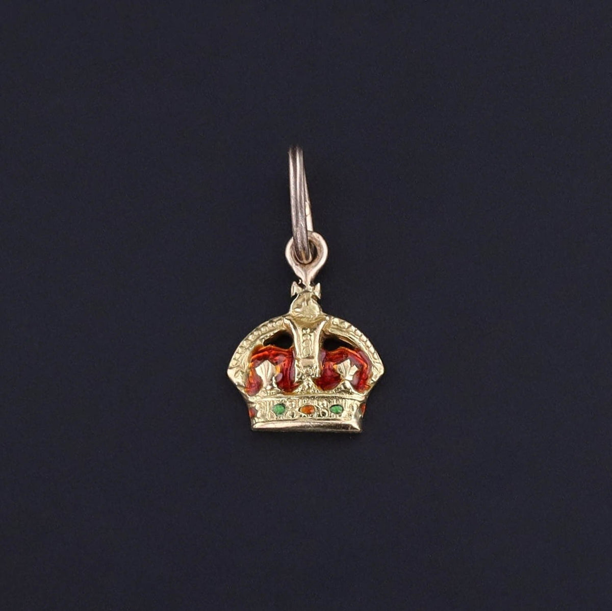 Antique Enamel Crown Charm of 15ct Gold - Trademark Antiques