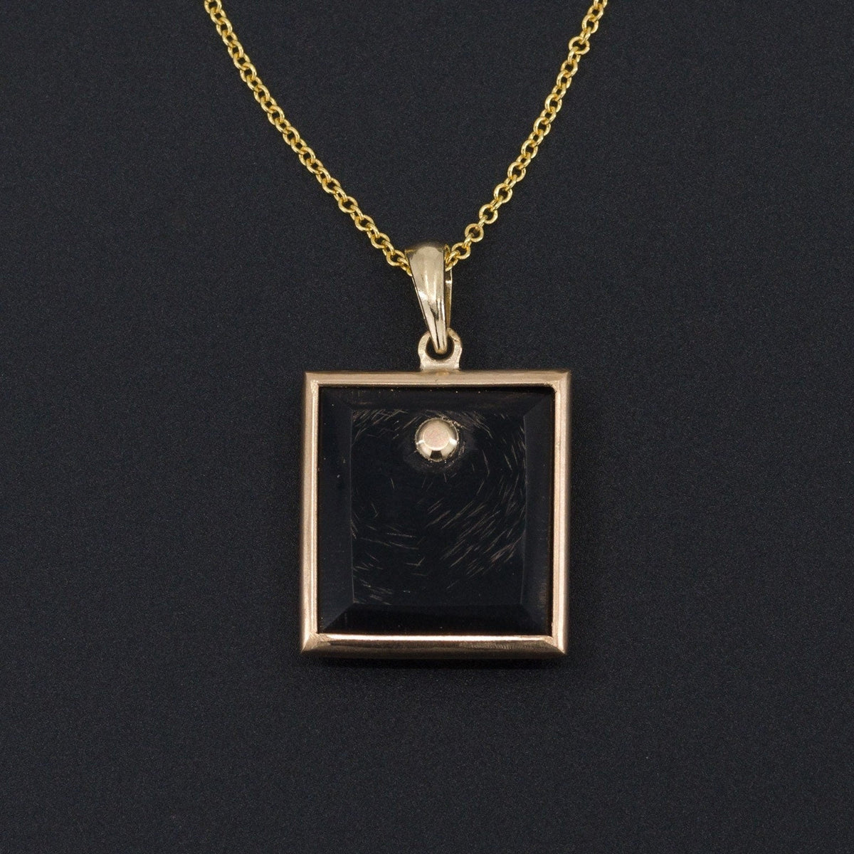 Antique Enamel Daisy on Onyx Conversion Pendant of 14k Gold - Trademark Antiques