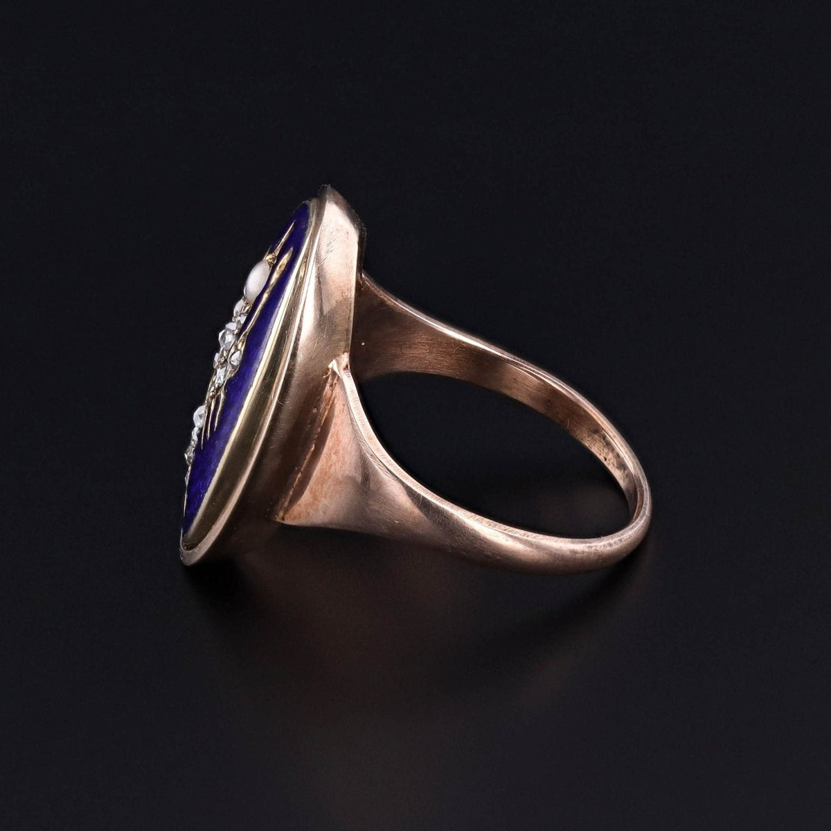 Antique Enamel &amp; Diamond Butterfly Ring - Trademark Antiques