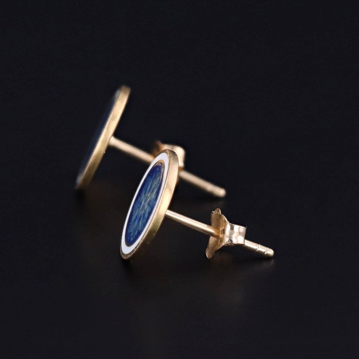 Antique Enamel Earrings of 14k Gold - Trademark Antiques