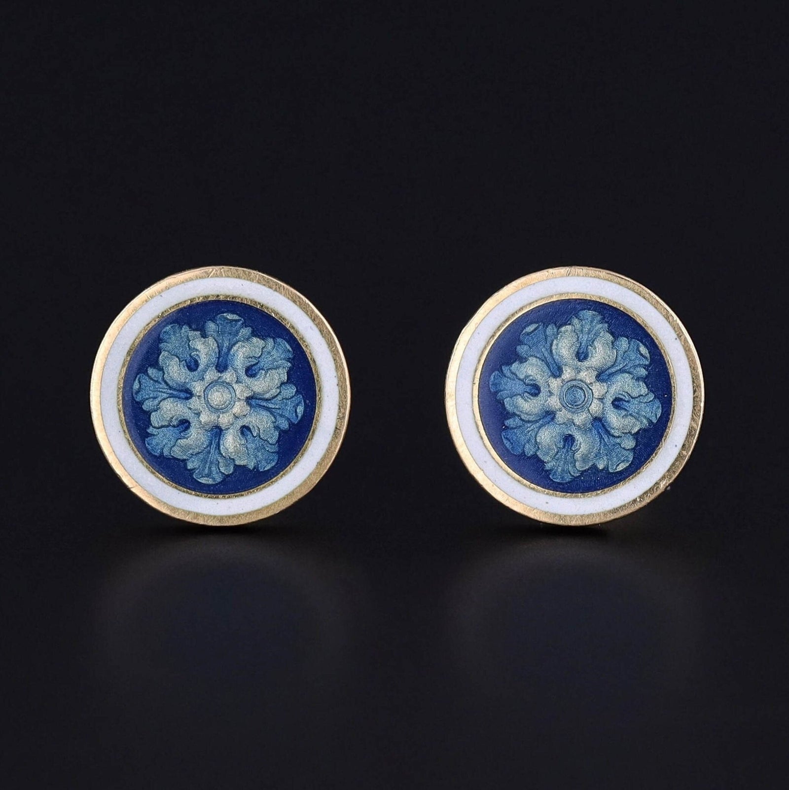 Antique Enamel Earrings of 14k Gold - Trademark Antiques