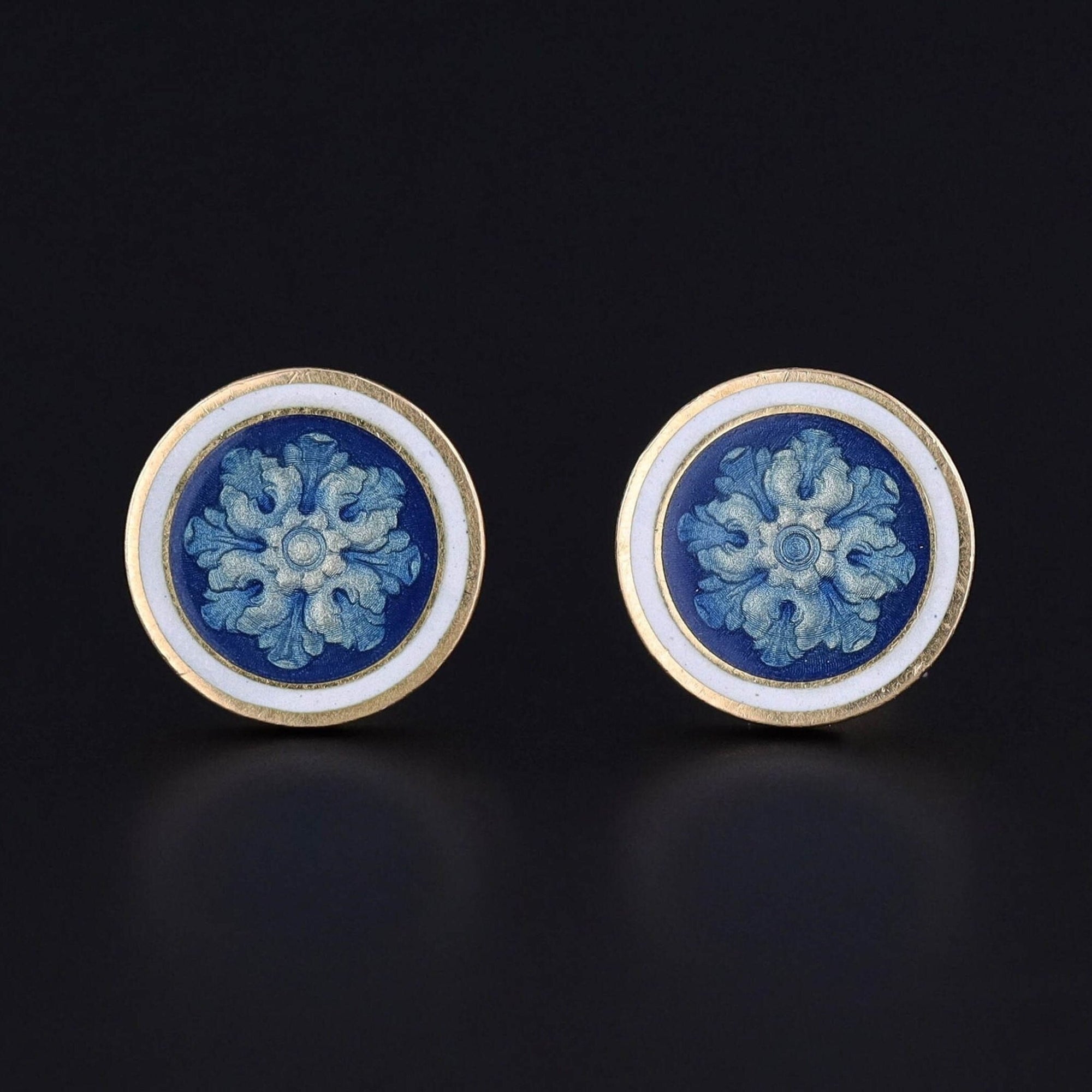 Antique Enamel Earrings of 14k Gold - Trademark Antiques