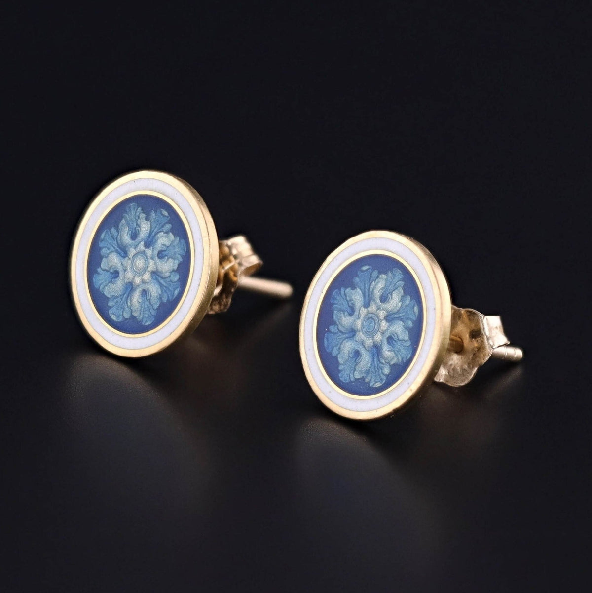 Antique Enamel Earrings of 14k Gold - Trademark Antiques