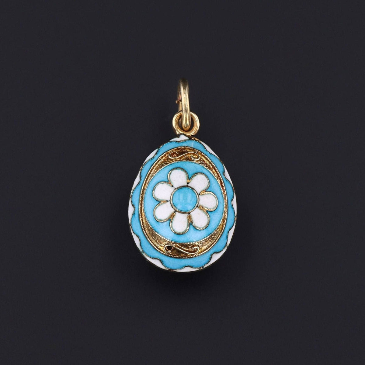 Antique Enamel Egg Charm of 14k Gold - Trademark Antiques