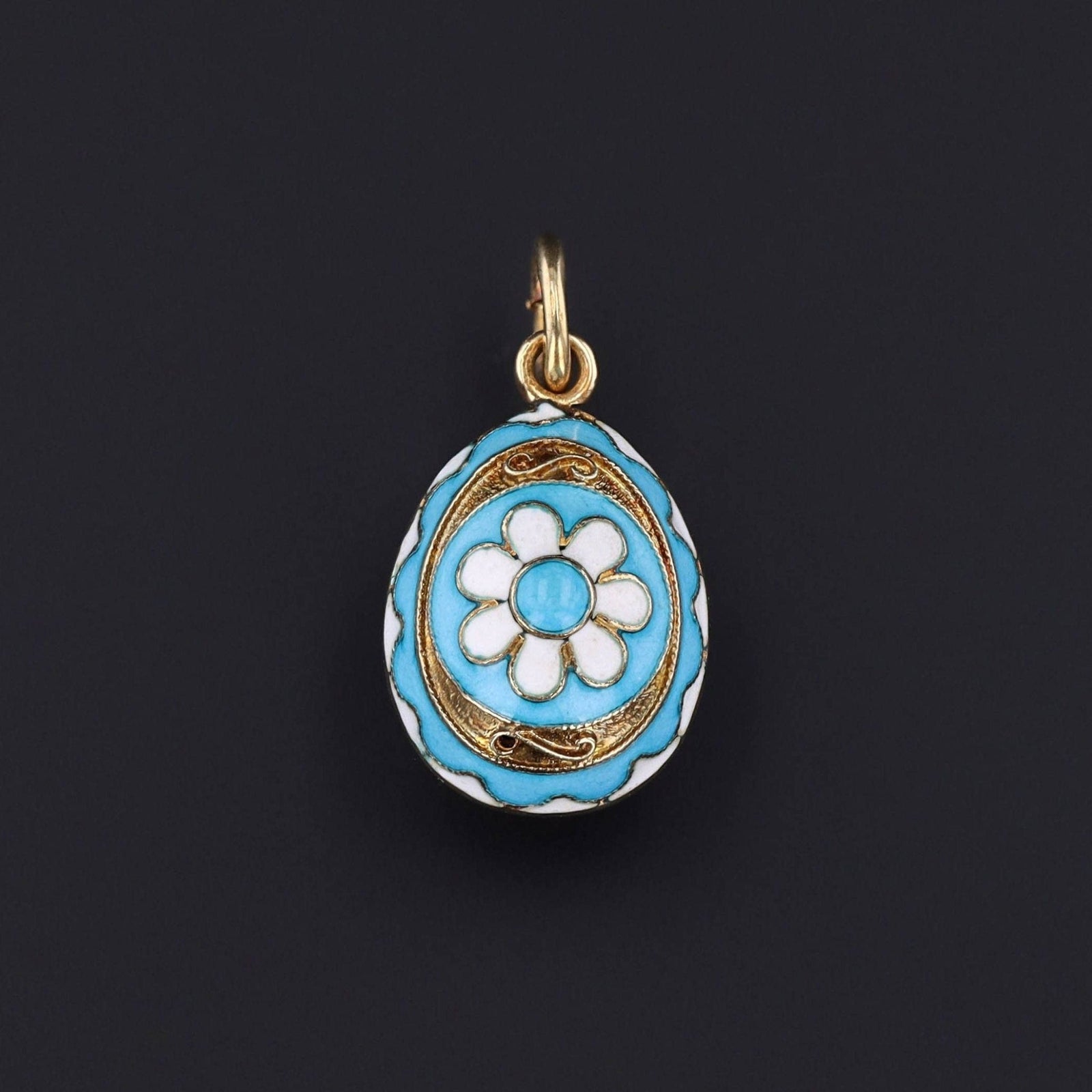 Antique Enamel Egg Charm of 14k Gold - Trademark Antiques