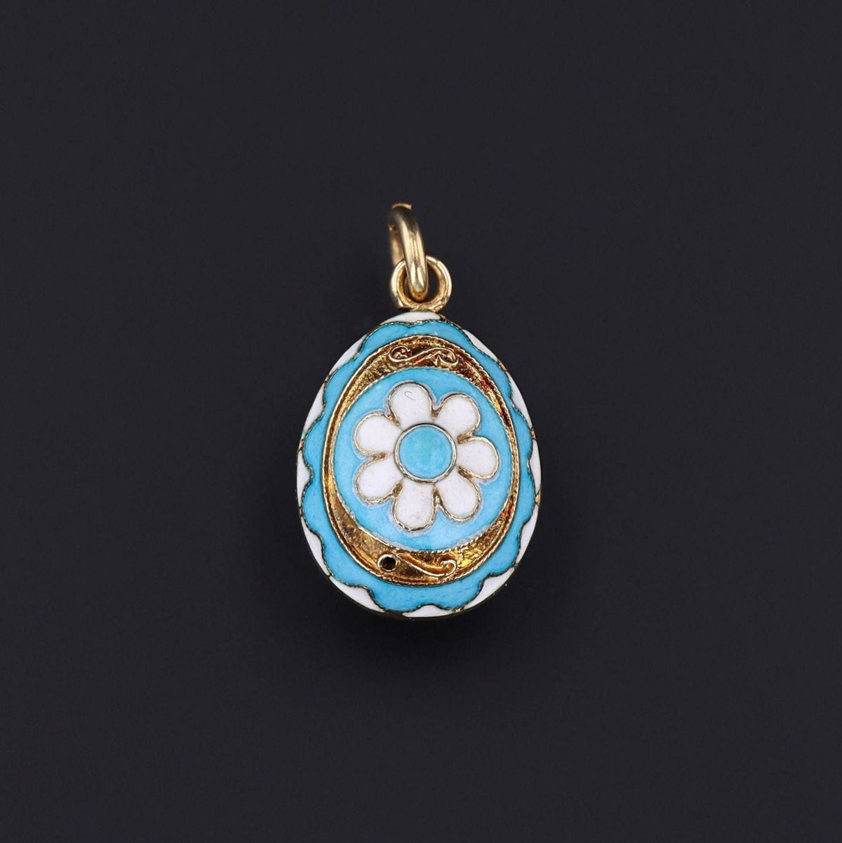 Antique Enamel Egg Charm of 14k Gold - Trademark Antiques