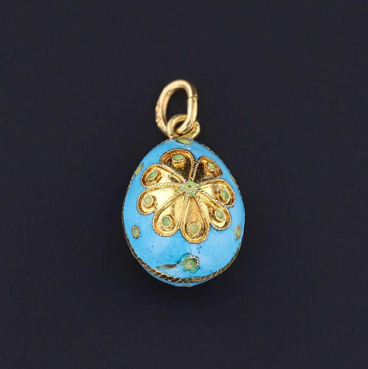Antique Enamel Egg Charm of 18k Gold - Trademark Antiques