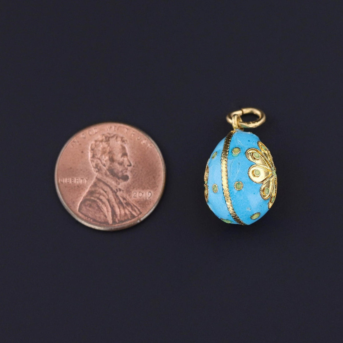 Antique Enamel Egg Charm of 18k Gold - Trademark Antiques