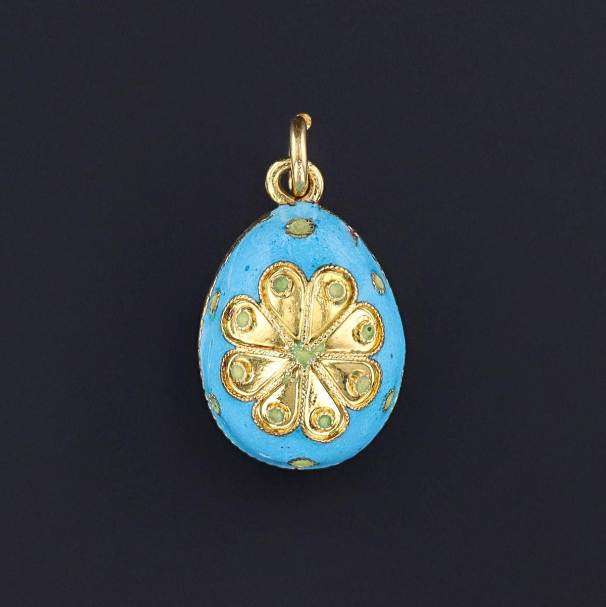 Antique Enamel Egg Charm of 18k Gold - Trademark Antiques