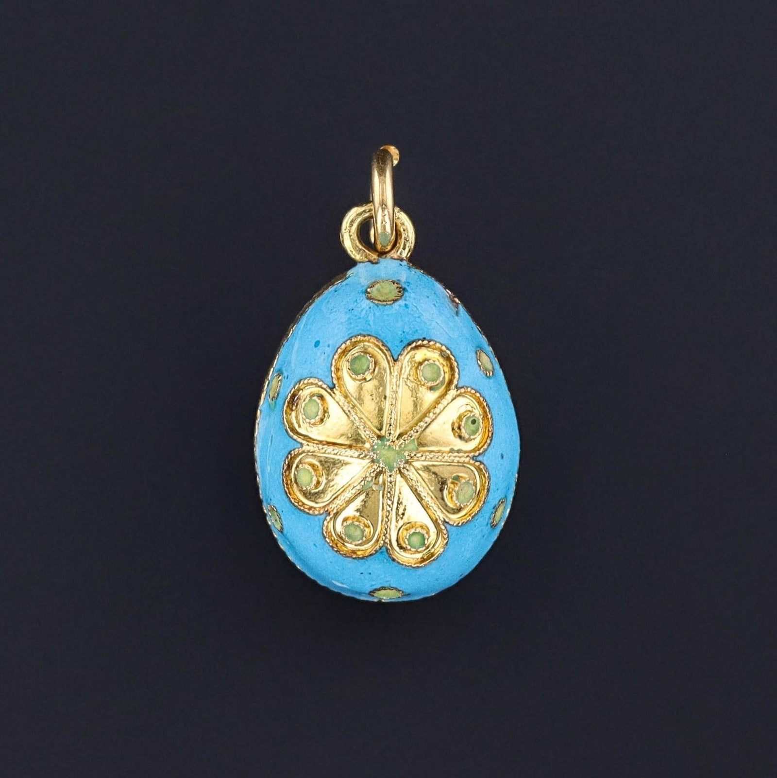 Antique Enamel Egg Charm of 18k Gold - Trademark Antiques