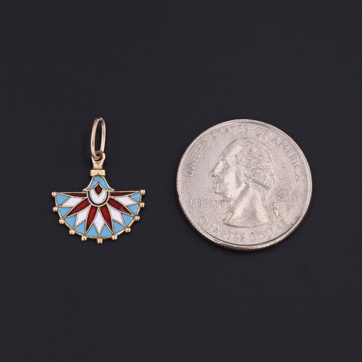 Antique Enamel Egyptian Revival Lotus Charm of 14k Gold - Trademark Antiques
