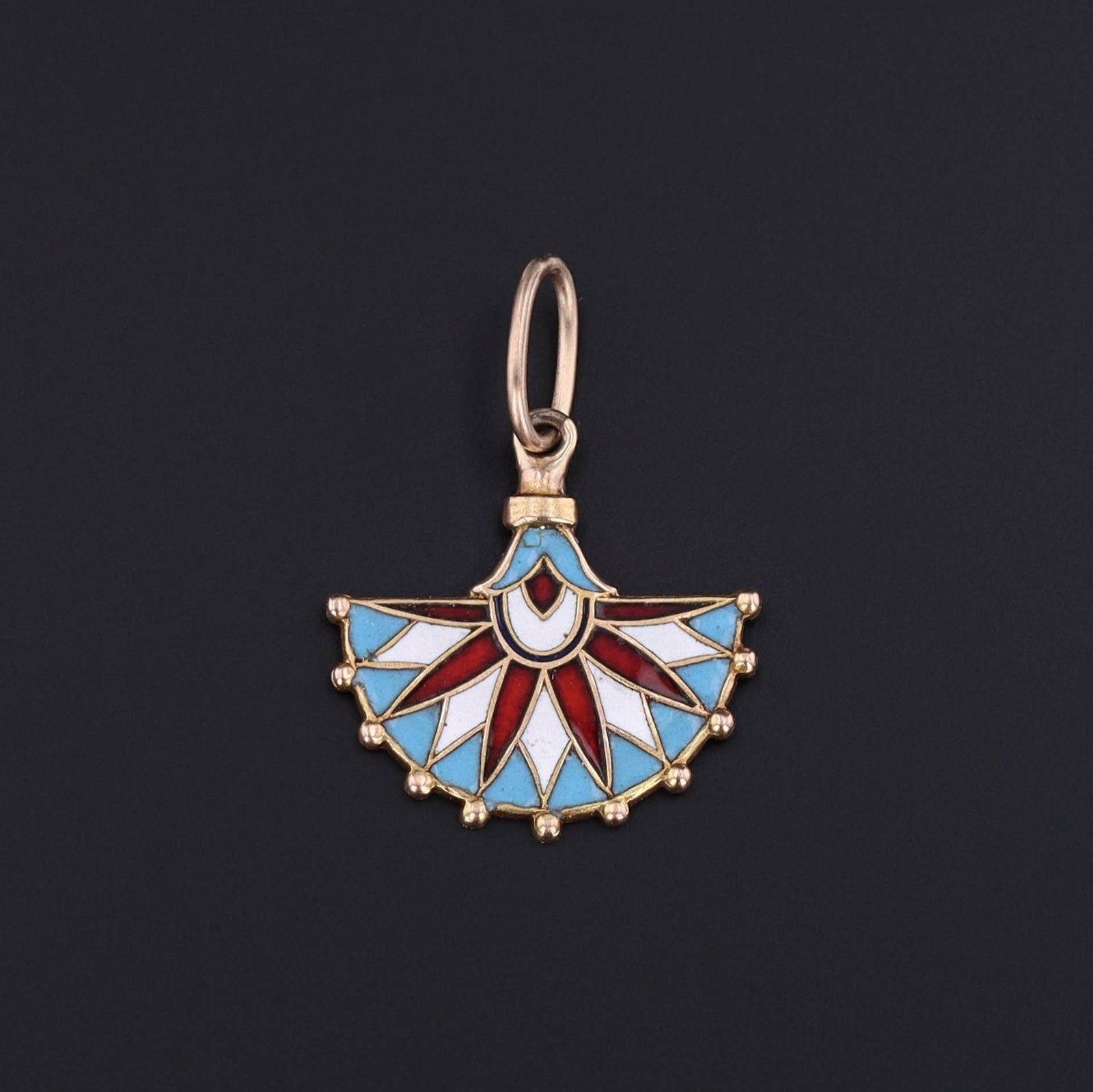 Antique Enamel Egyptian Revival Lotus Charm of 14k Gold - Trademark Antiques