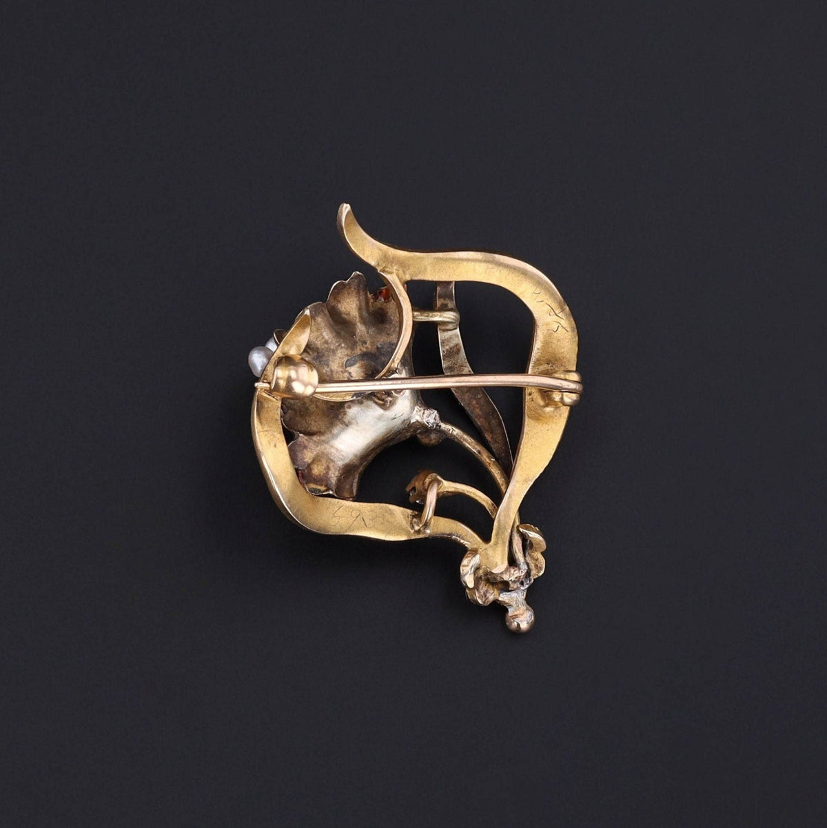 Antique Enamel Flower Brooch of 14k Gold - Trademark Antiques