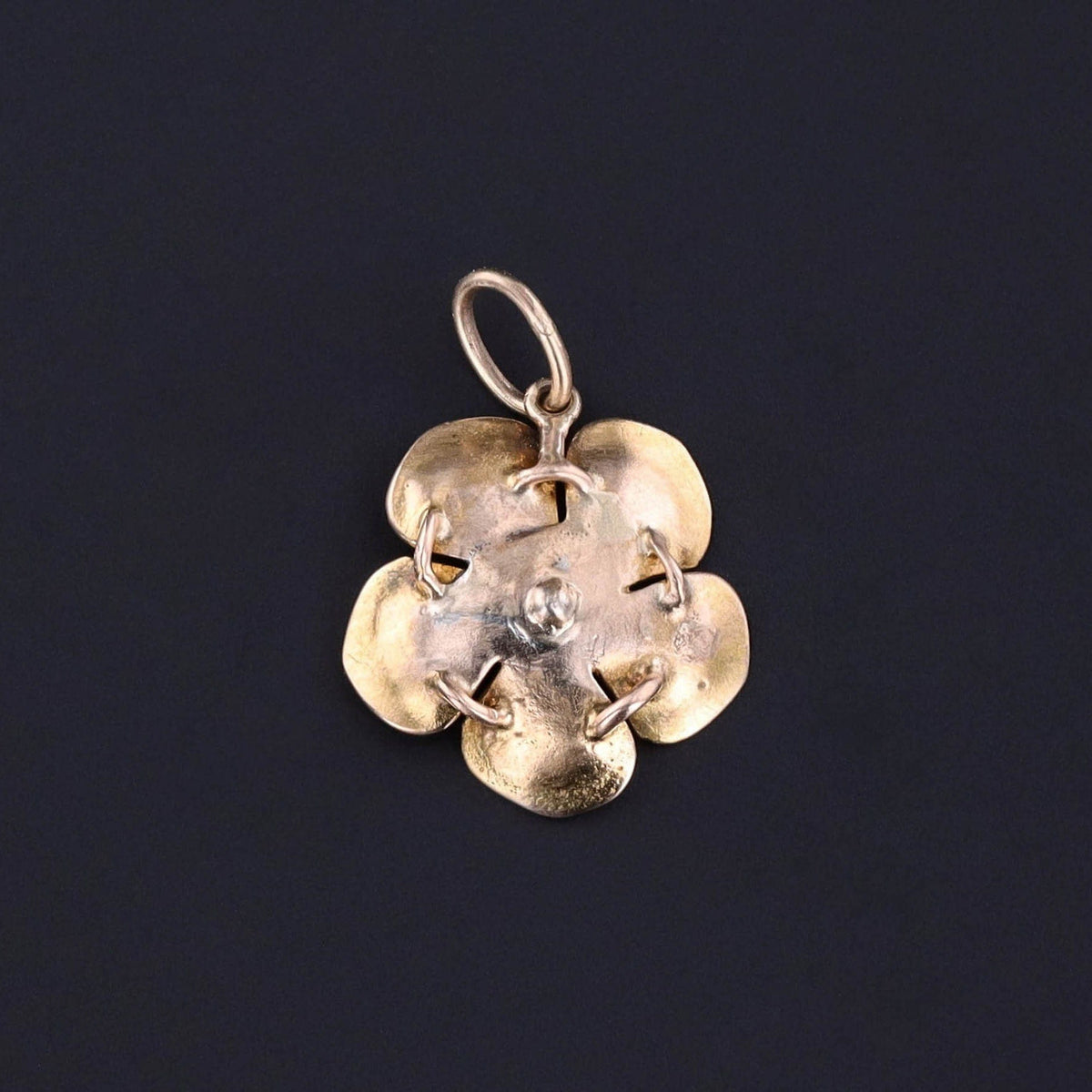 Antique Enamel Flower Charm of 14k Gold - Trademark Antiques