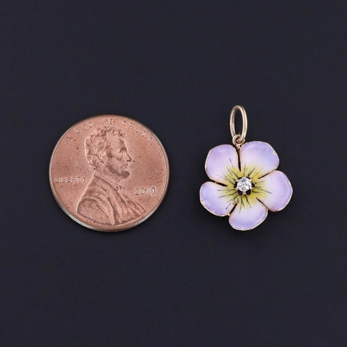 Antique Enamel Flower Charm of 14k Gold - Trademark Antiques