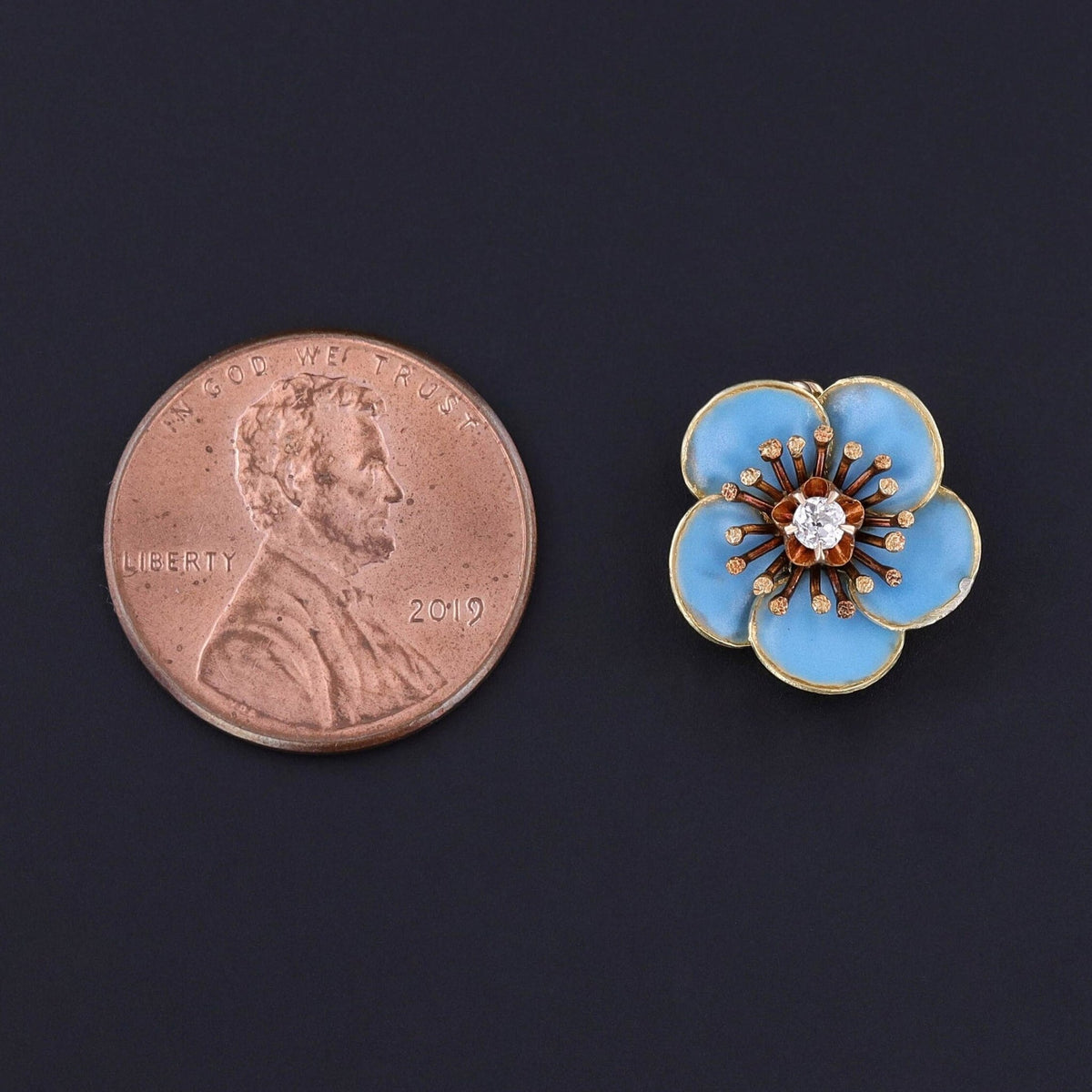 Antique Enamel Flower Charm of 14k Gold - Trademark Antiques