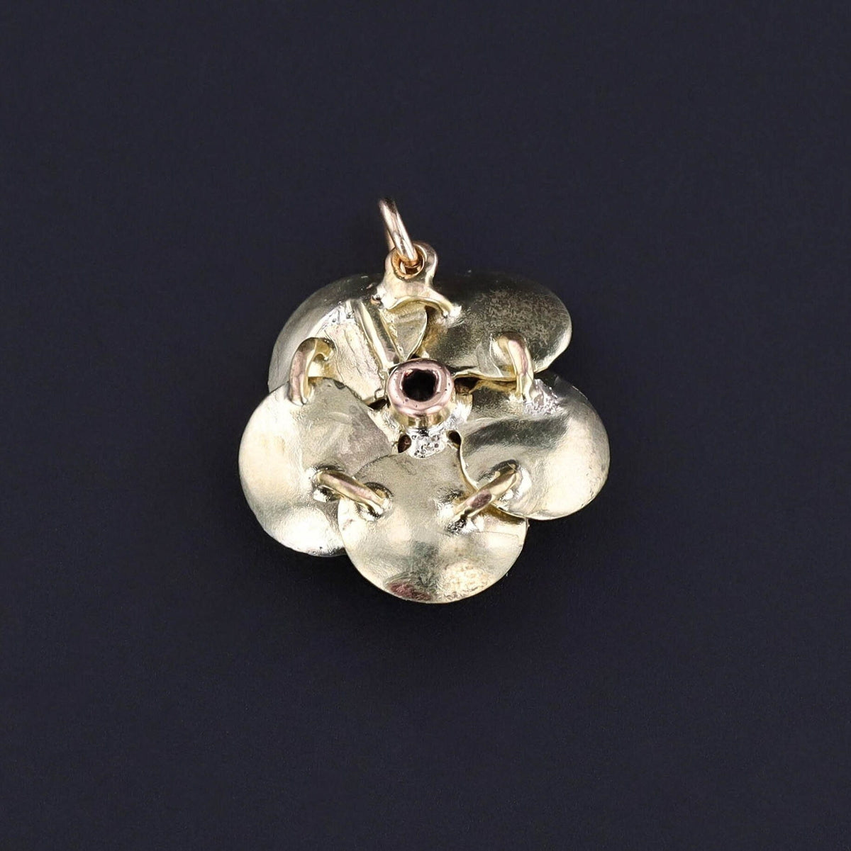 Antique Enamel Flower Charm of 14k Gold - Trademark Antiques