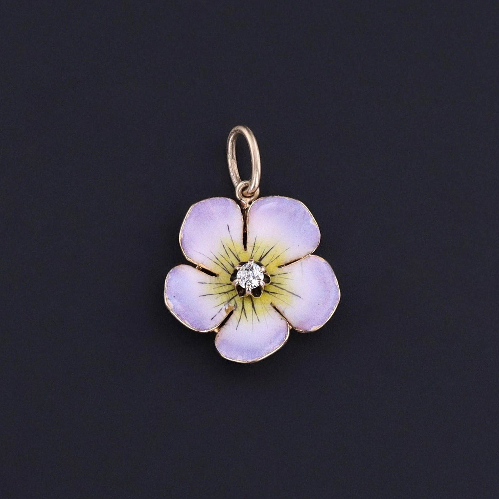 Antique Enamel Flower Charm of 14k Gold - Trademark Antiques