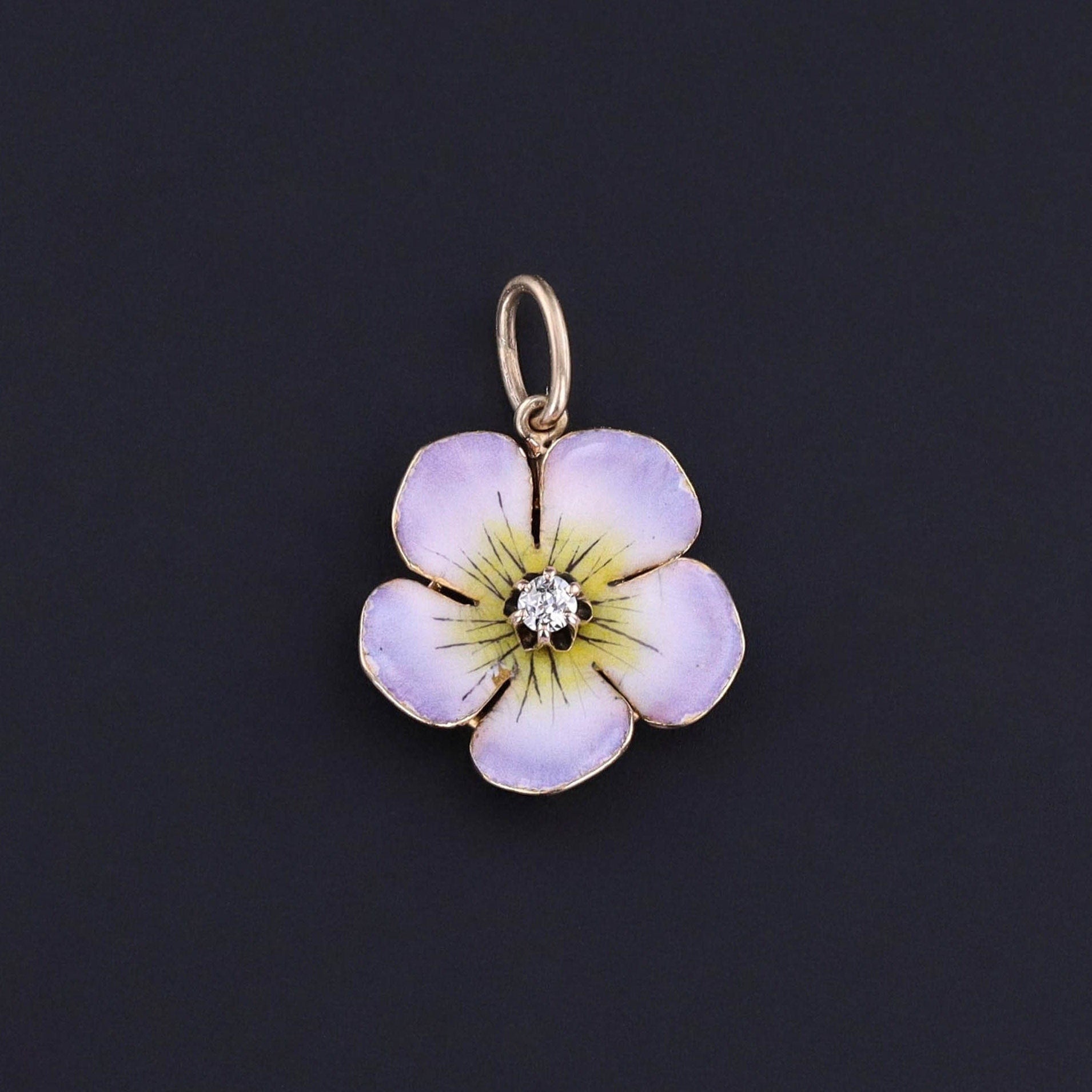 Antique Enamel Flower Charm of 14k Gold - Trademark Antiques