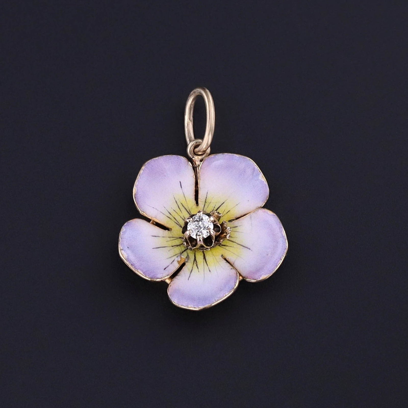Antique Enamel Flower Charm of 14k Gold - Trademark Antiques