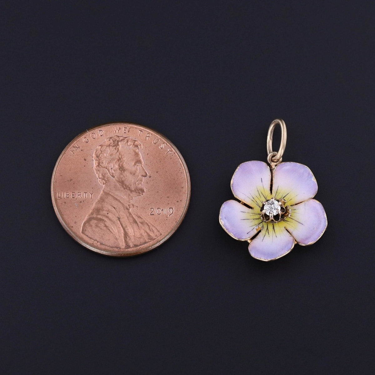 Antique Enamel Flower Charm of 14k Gold - Trademark Antiques