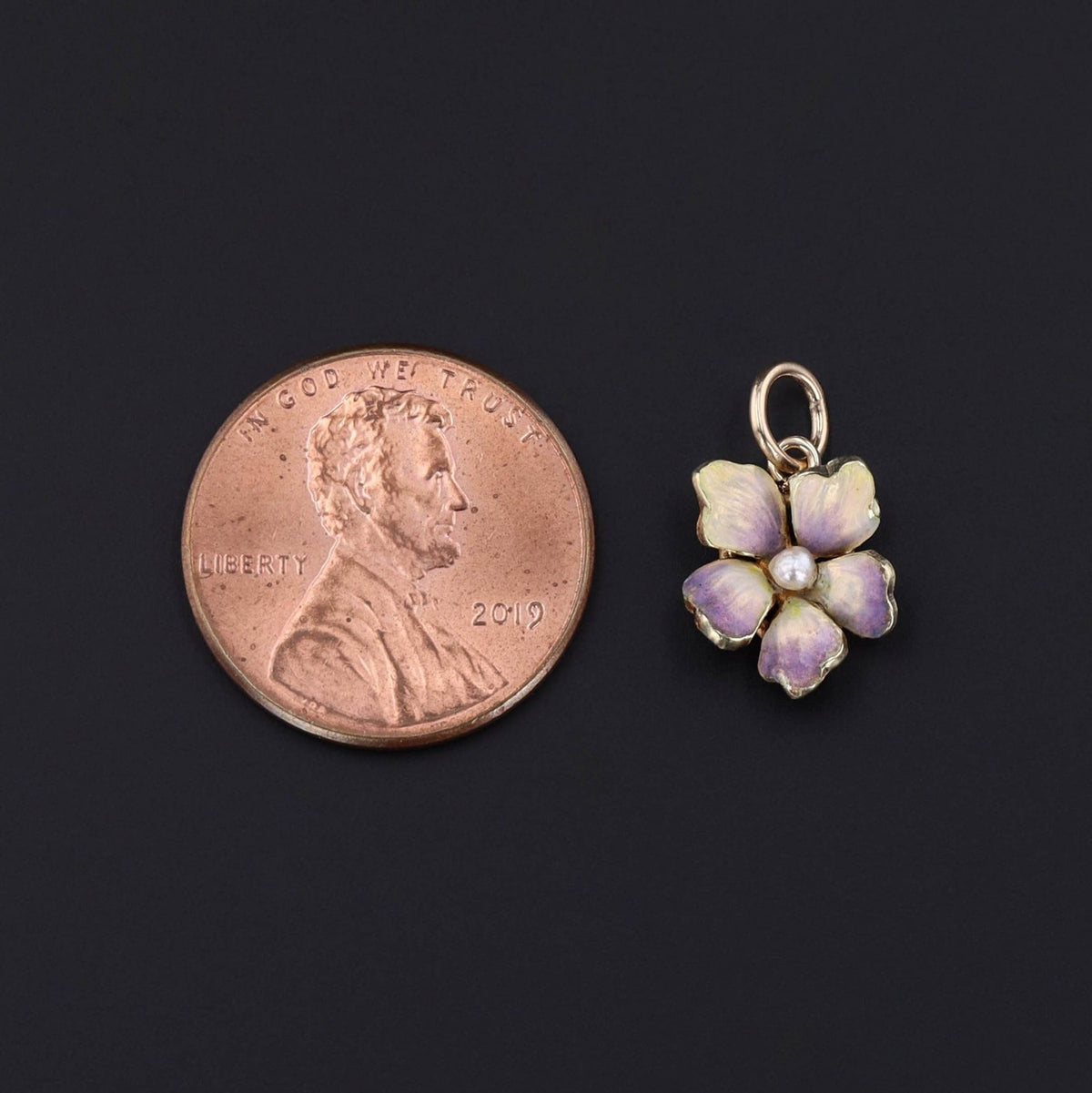 Antique Enamel Flower Conversion Charm of 10k Gold - Trademark Antiques