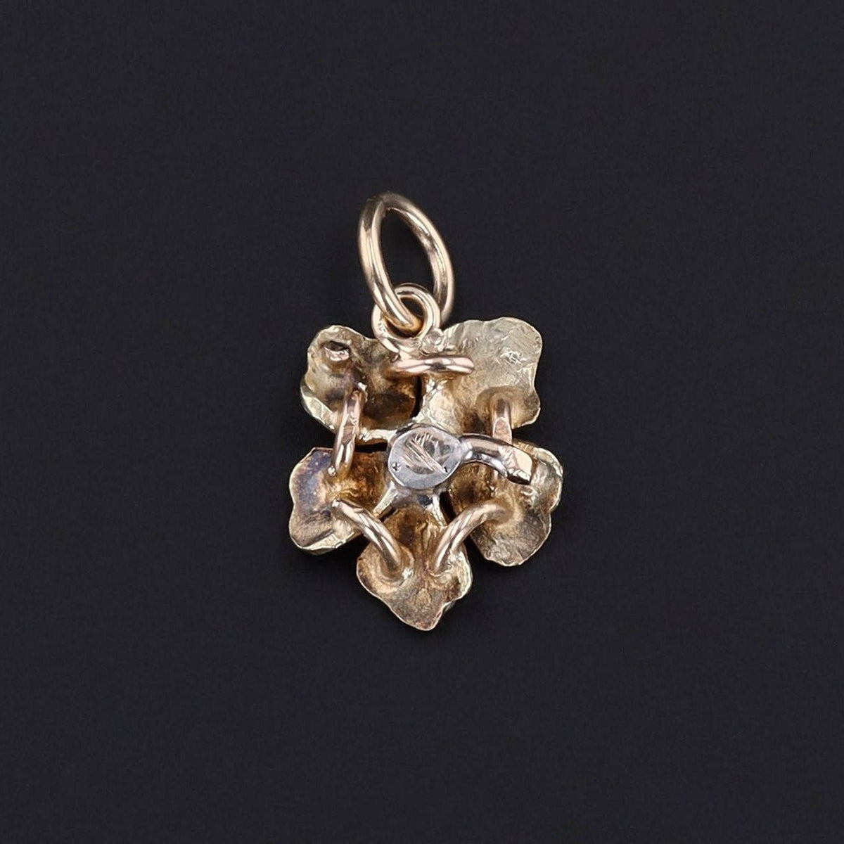 Antique Enamel Flower Conversion Charm of 10k Gold - Trademark Antiques