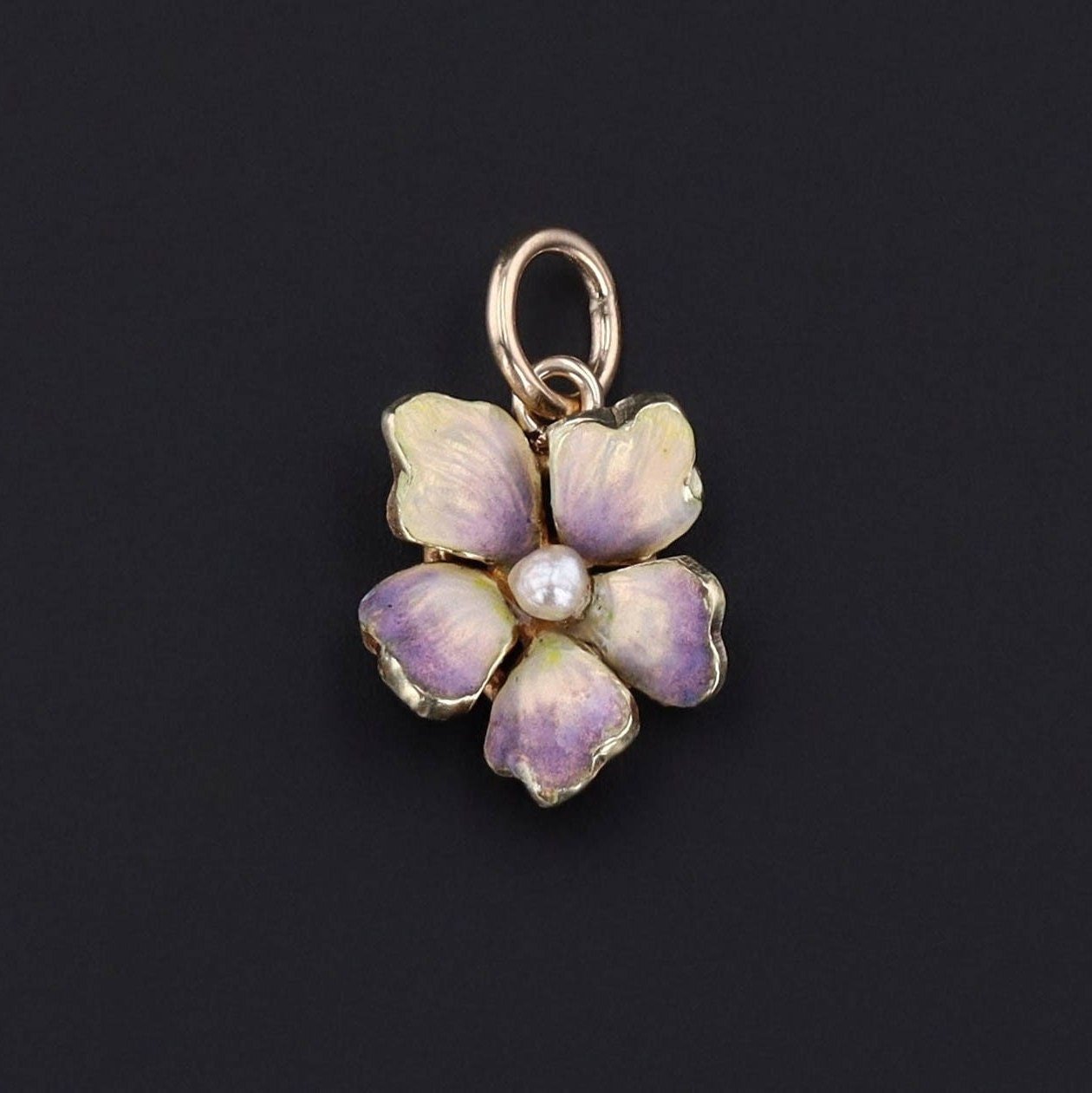 Antique Enamel Flower Conversion Charm of 10k Gold - Trademark Antiques