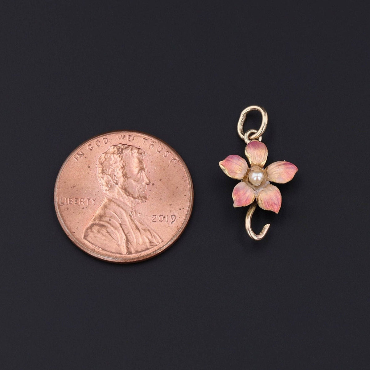 Antique Enamel Flower Conversion Charm of 14k Gold - Trademark Antiques