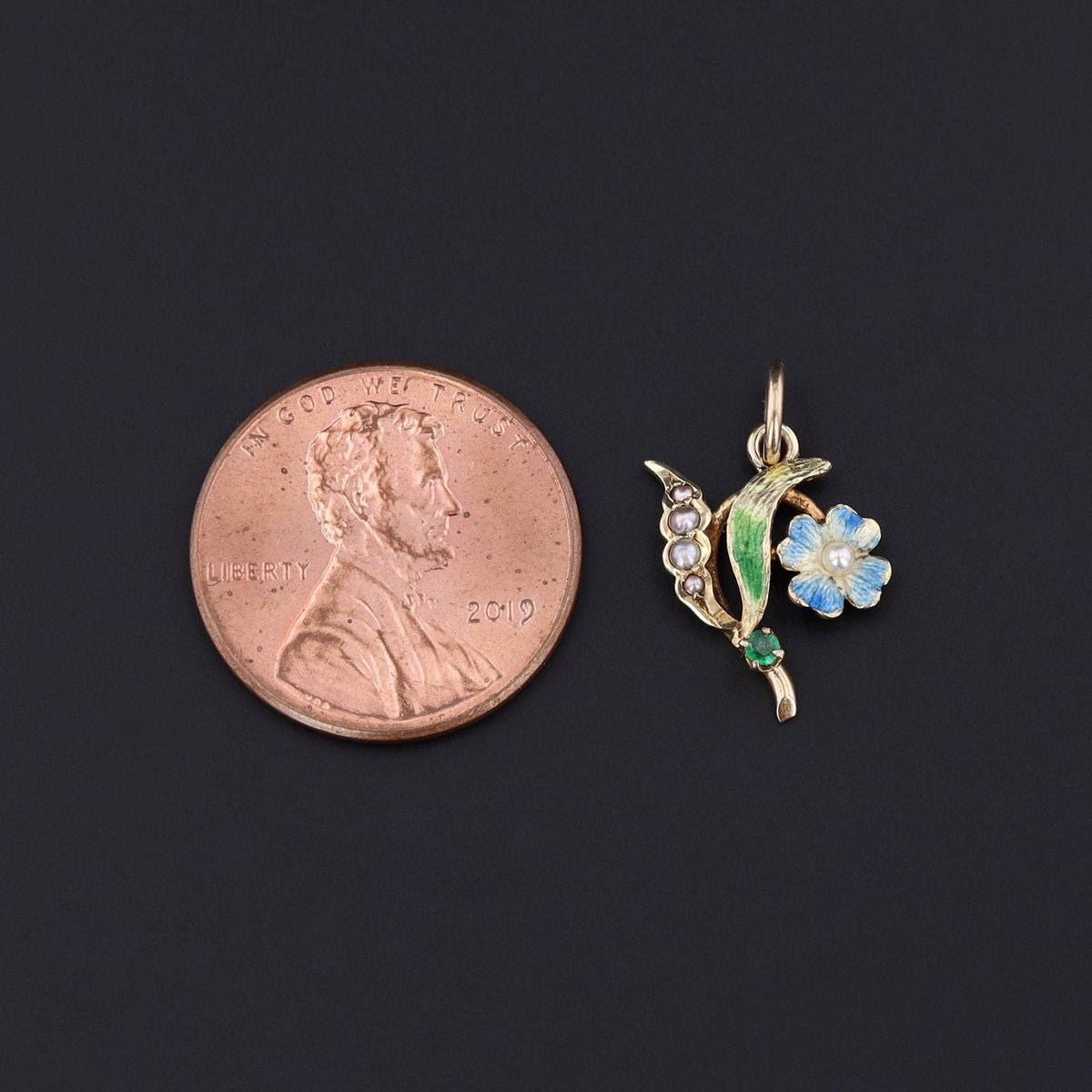 Antique Enamel Flower Conversion Charm of 14k Gold - Trademark Antiques